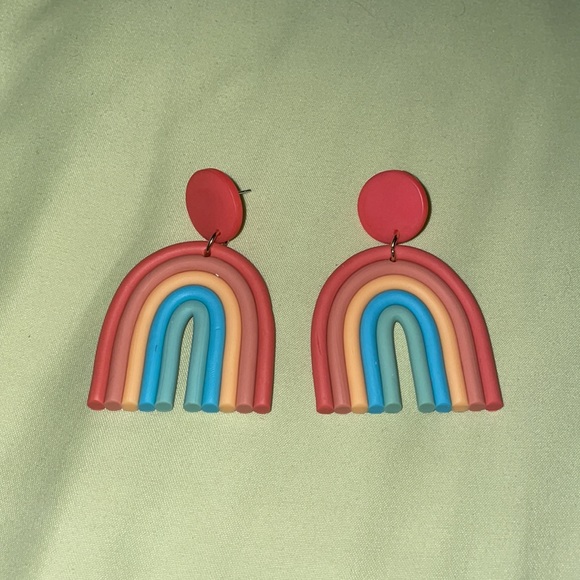 rainbow clay earrings - Picture 3 of 5